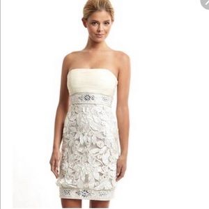 Sue Wong Ivory/white Nocturne Embellished Strapless dress size 4